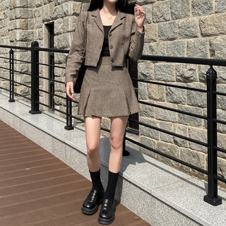 Herringbone Mini Skirt Set (2 Pieces)