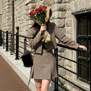 Herringbone Mini Skirt Set (2 Pieces)