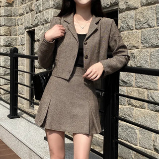 Herringbone Mini Skirt Set (2 Pieces)