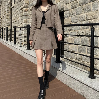 Herringbone Mini Skirt Set (2 Pieces)