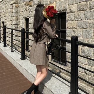 Herringbone Mini Skirt Set (2 Pieces)