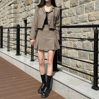 Herringbone Mini Skirt Set (2 Pieces)