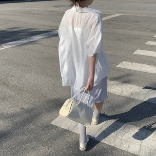 Flared check elastic midi skirt