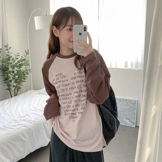 Cotton lettering raglan T-shirt