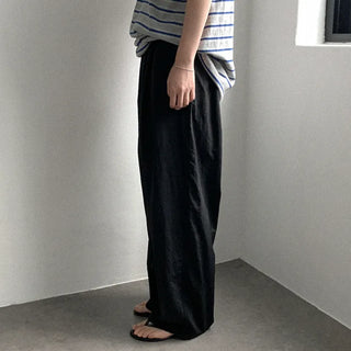 Nylon wide-leg elastic waist pants