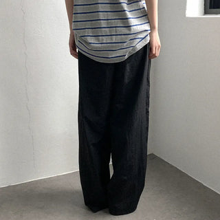 Nylon wide-leg elastic waist pants