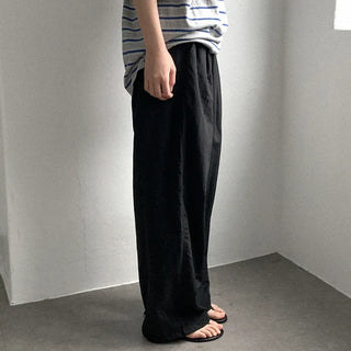 Nylon wide-leg elastic waist pants