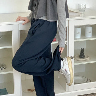 Cotton label elastic waist pants