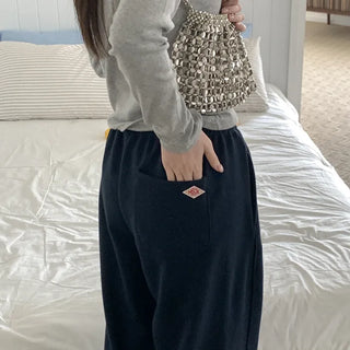 Cotton label elastic waist pants