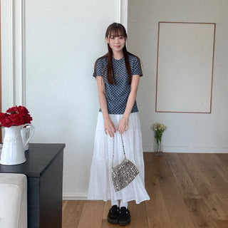 Checked short-sleeved T-shirt