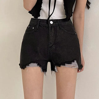 Cut-out denim pocket shorts