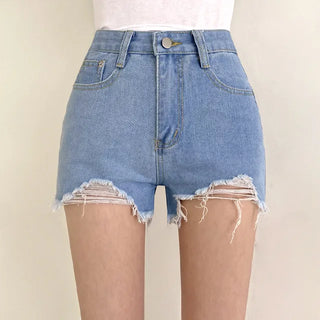 Cut-out denim pocket shorts