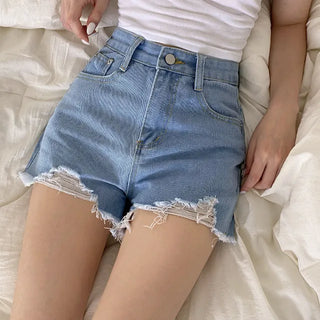 Cut-out denim pocket shorts