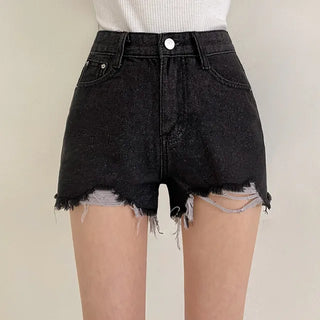 Cut-out denim pocket shorts