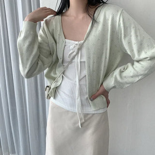 Eyelet punched cardigan