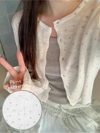 Cropped polka dot cardigan