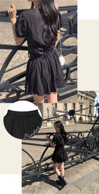 Elastic shirred mini skirt