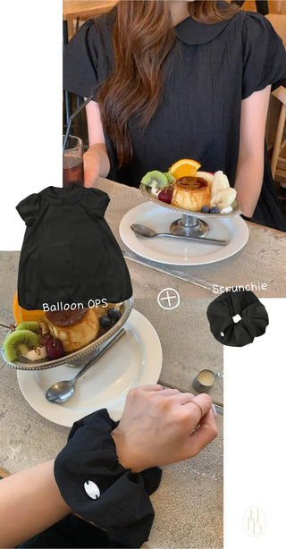 Scrunchie Set Balloon Short-Sleeve Tunic