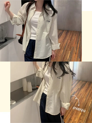 Oversized striped seersucker shirt