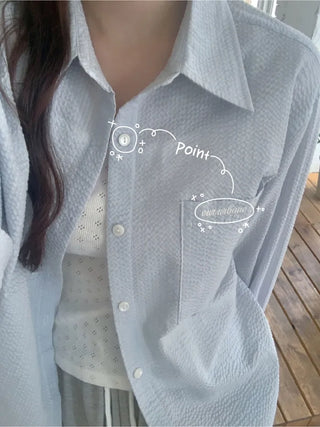 Oversized striped seersucker shirt