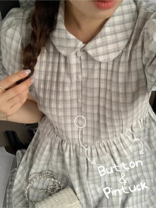 Puff check color tunic