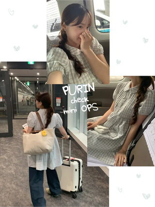 Puff check color tunic