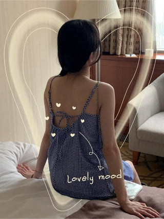 Scrunchie Set Check Ribbon Camisole Dress