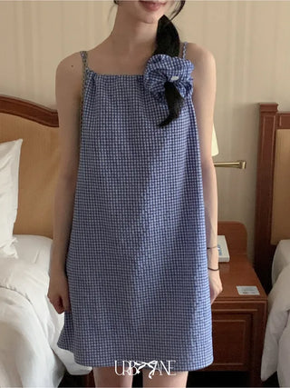 Scrunchie Set Check Ribbon Camisole Dress