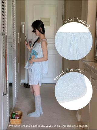 [Homewear] Flower Lace Sleeveless Pajama Set
