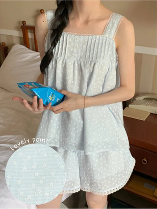[Homewear] Flower Lace Sleeveless Pajama Set