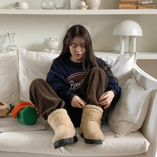 [Fleece-lined] Lettering Semi-Oversized Sweatshirt