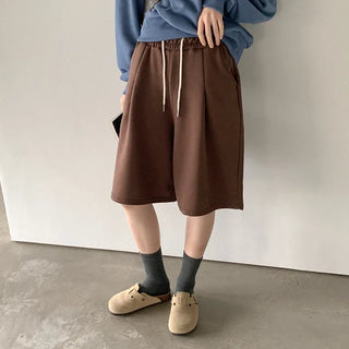Fleece-lined, elastic-waist half-pants