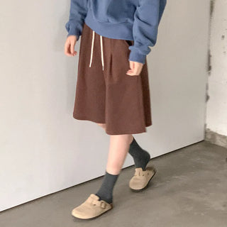 Fleece-lined, elastic-waist half-pants