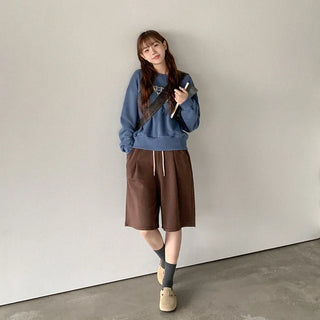 Fleece-lined, elastic-waist half-pants