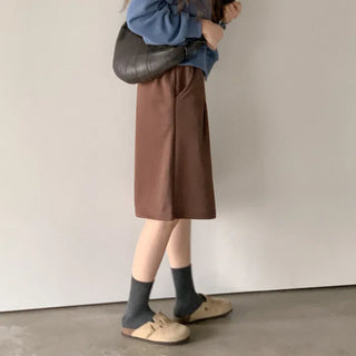 Fleece-lined, elastic-waist half-pants