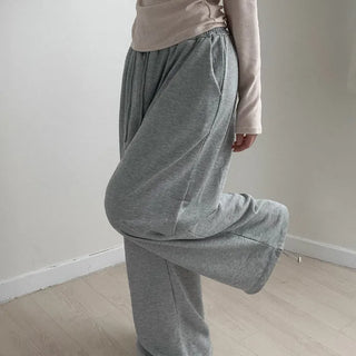 Elastic waistband drawstring jogger wide pants