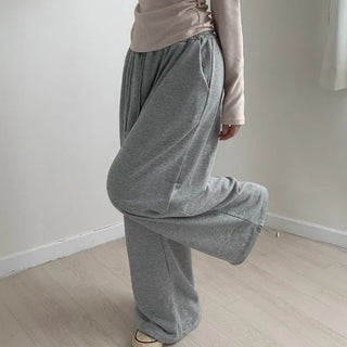 Elastic waistband drawstring jogger wide pants