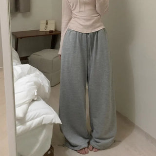 Elastic waistband drawstring jogger wide pants