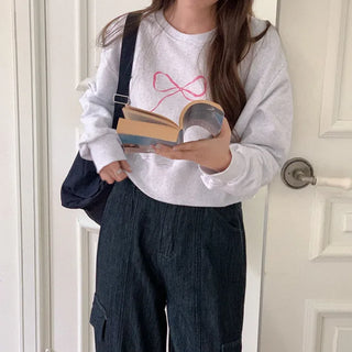 Cotton Ribbon Crop Sweatshirt