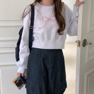 Cotton Ribbon Crop Sweatshirt