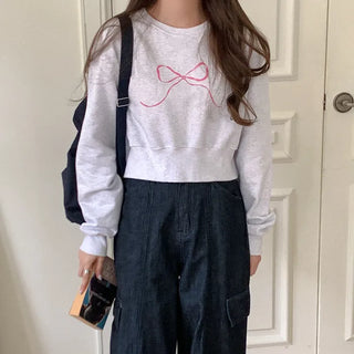 Cotton Ribbon Crop Sweatshirt