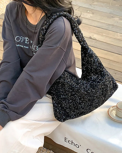 Sequin Nylon Hobo Bag