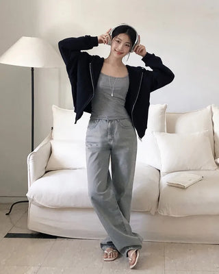 (basic/long) Straight denim pants - 4 sizes
