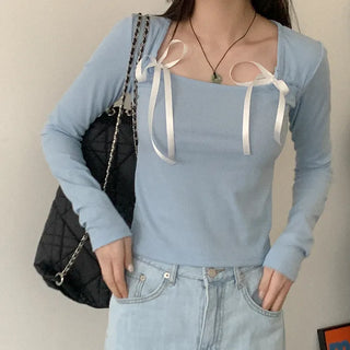 Ribbon Square Neck T-Shirt