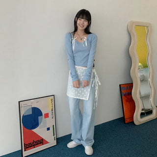 Ribbon Square Neck T-Shirt