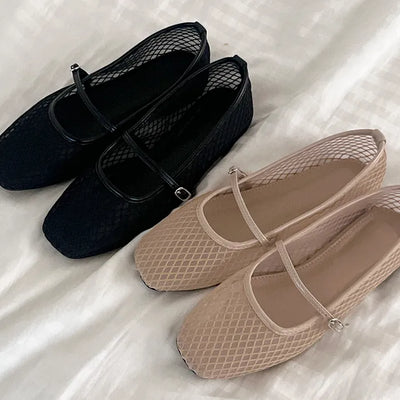 Mesh Mary Jane Flat Shoes