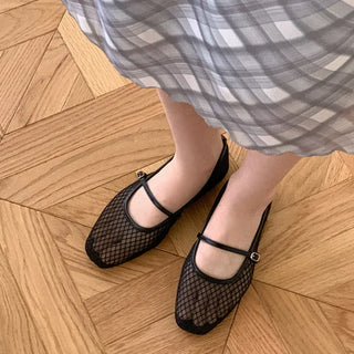 Mesh Mary Jane Flat Shoes