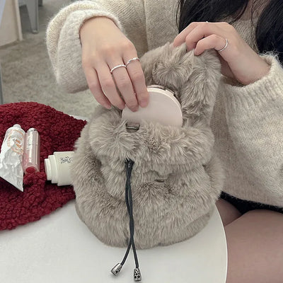 Eco-fur mini bucket bag/tote bag