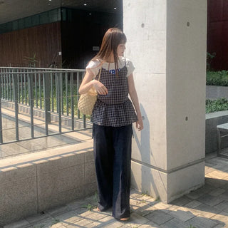 Checked String Ribbon Sleeveless