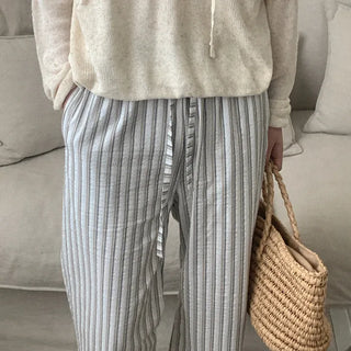 Hopia Cotton Stripe Elastic Waist Pants